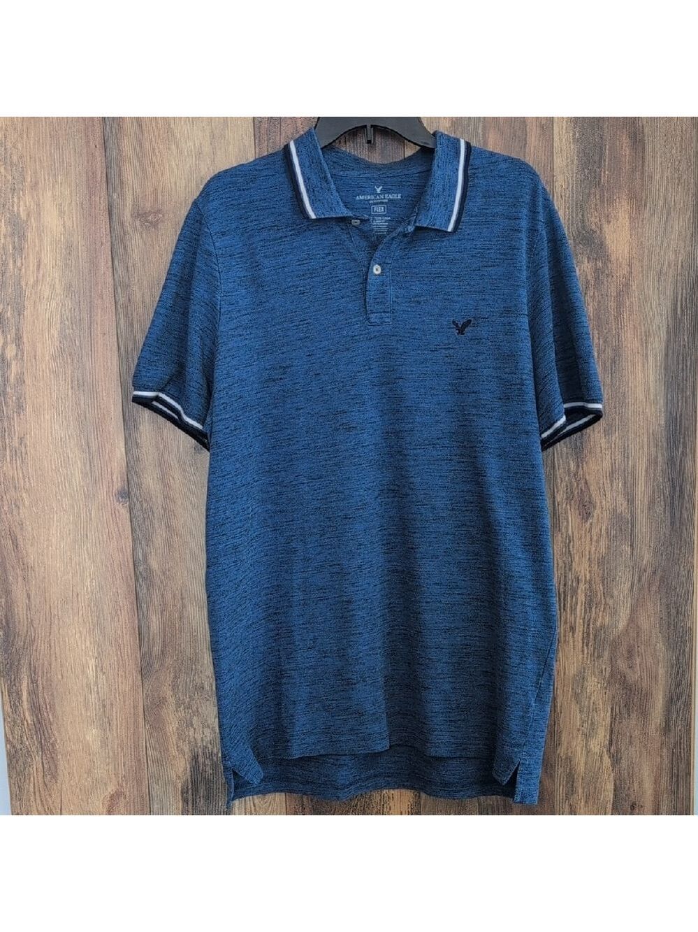 American Eagle Outfitters Heathered Blue Flex Polo XLT